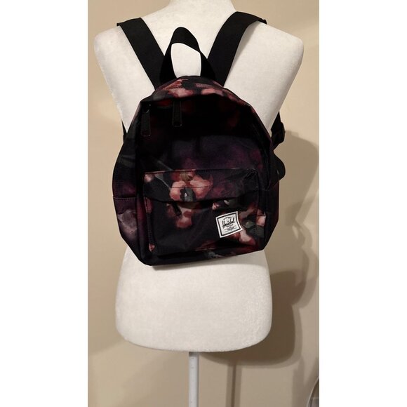 Herschel Supply Co. Handbags - Herschel Supply Co. Classic Mini Black Backpack Iris Watercolor Flower Print NWO